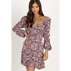 For Love & Lemons Women's Large‎ Mini Dress Georgi Babydoll Paisley Ruffle